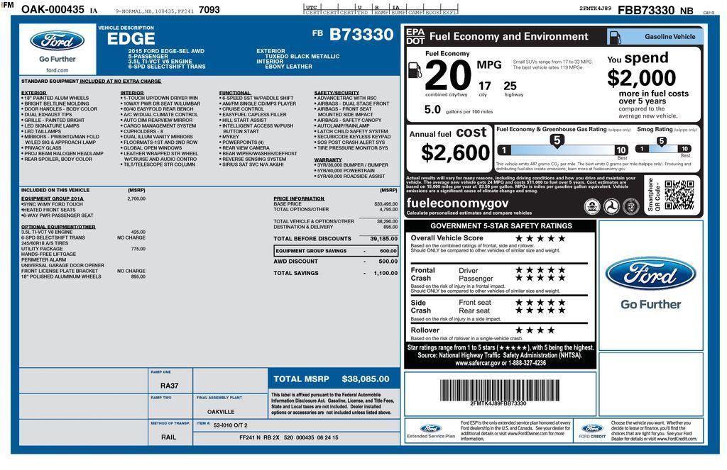 used 2015 Ford Edge car, priced at $13,545