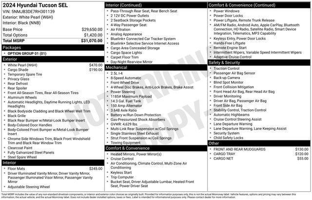 used 2024 Hyundai Tucson car, priced at $27,100