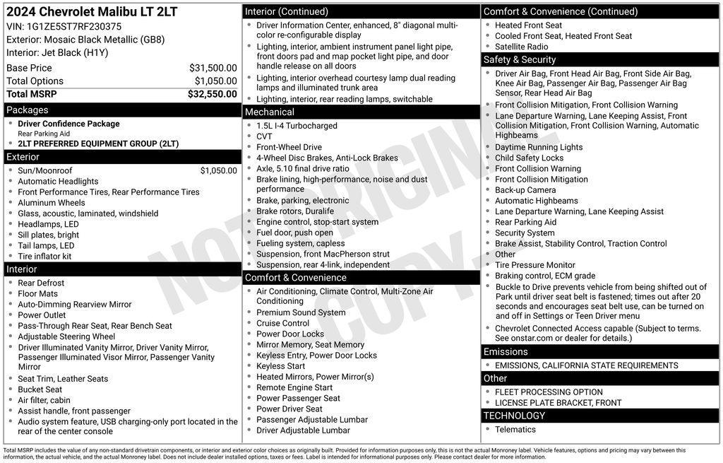 used 2024 Chevrolet Malibu car, priced at $23,944