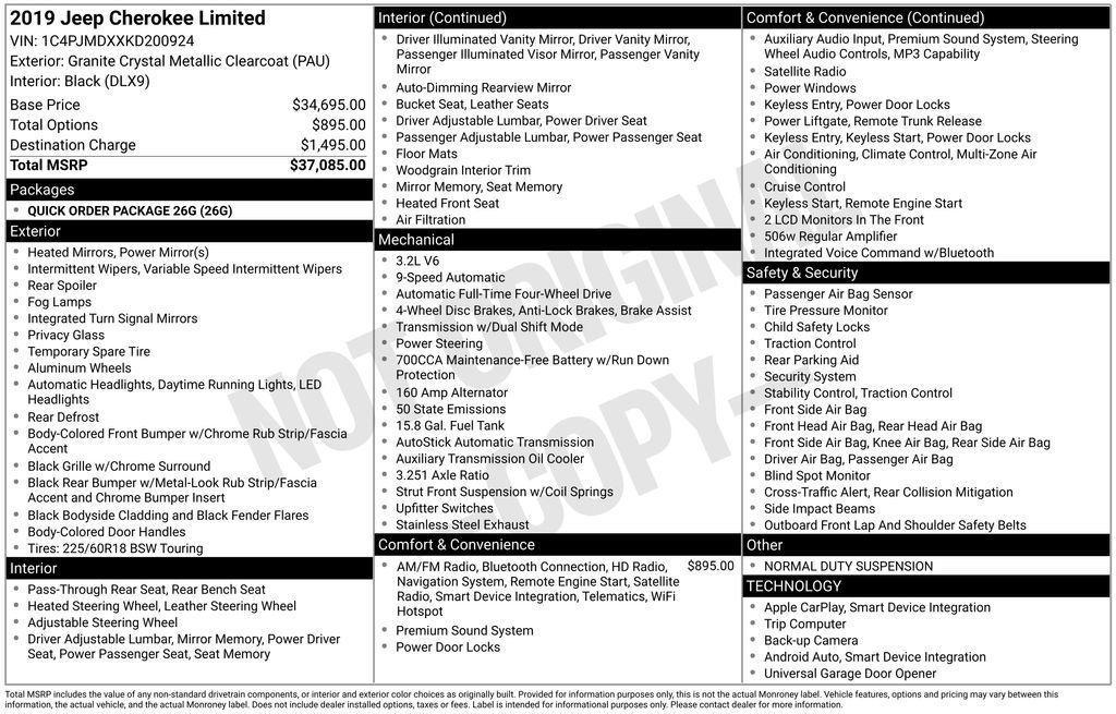 used 2019 Jeep Cherokee car, priced at $14,809