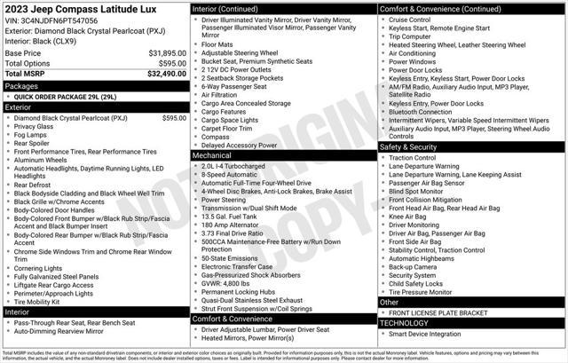used 2023 Jeep Compass car, priced at $23,868