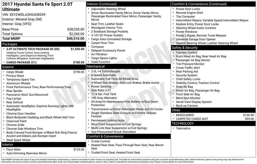 used 2017 Hyundai Santa Fe Sport car, priced at $11,076