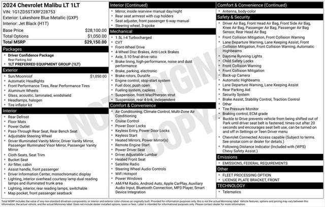 used 2024 Chevrolet Malibu car, priced at $23,458