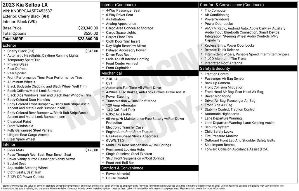 used 2023 Kia Seltos car, priced at $20,561