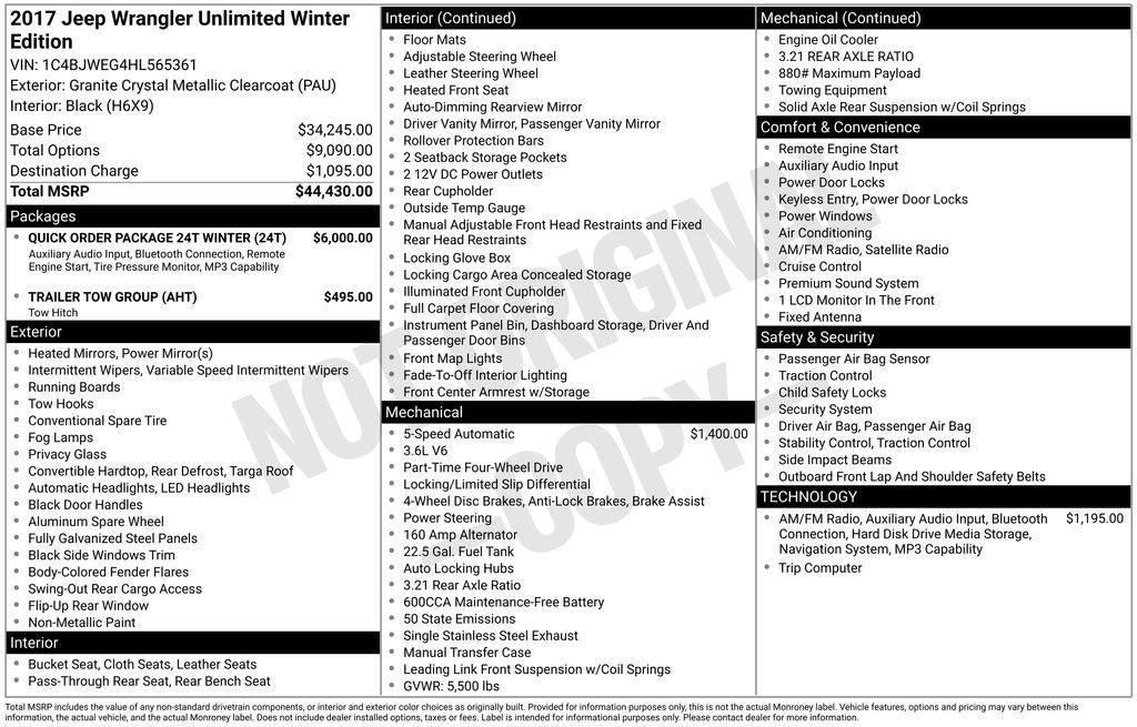 used 2017 Jeep Wrangler Unlimited car, priced at $19,798