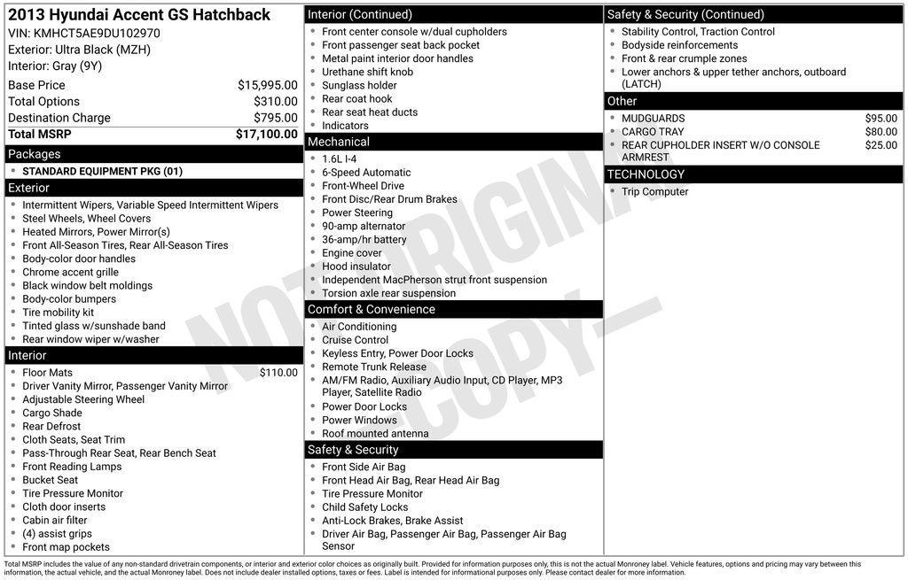 used 2013 Hyundai Accent car, priced at $6,290