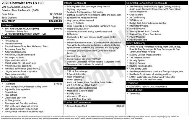 used 2020 Chevrolet Trax car, priced at $16,226