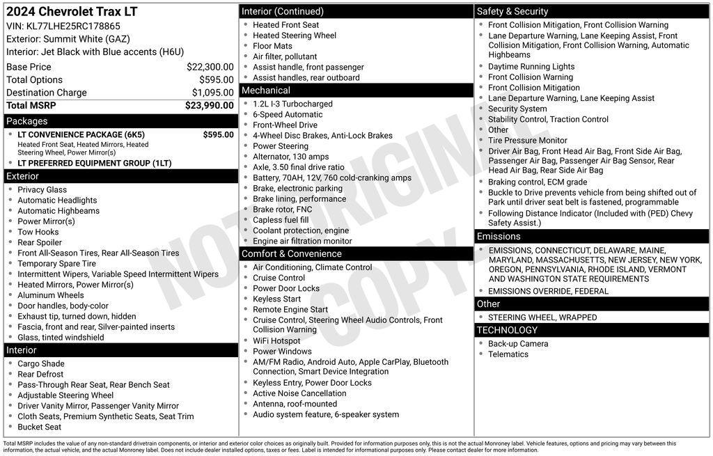 used 2024 Chevrolet Trax car, priced at $21,540