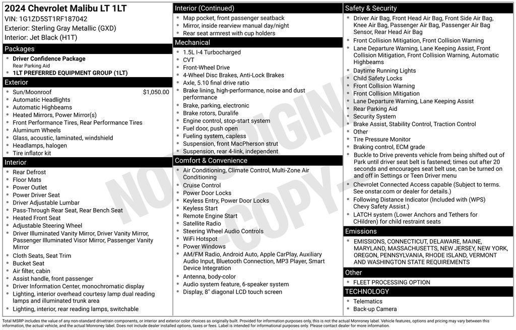 used 2024 Chevrolet Malibu car, priced at $19,891