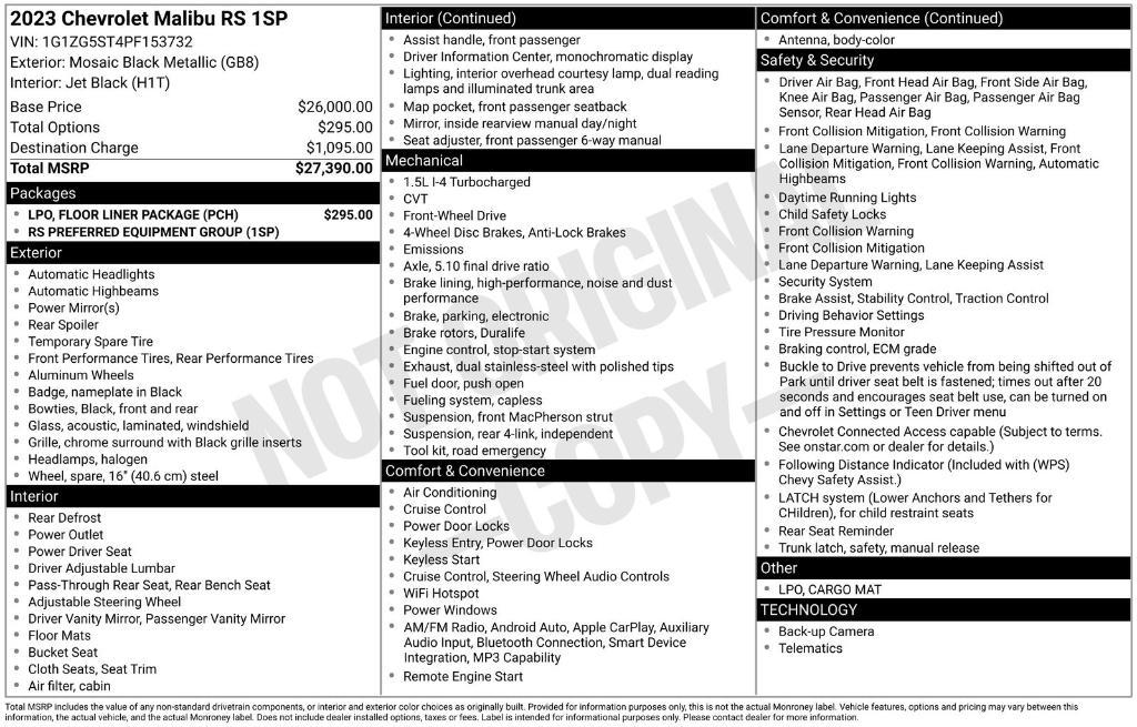 used 2023 Chevrolet Malibu car, priced at $18,150