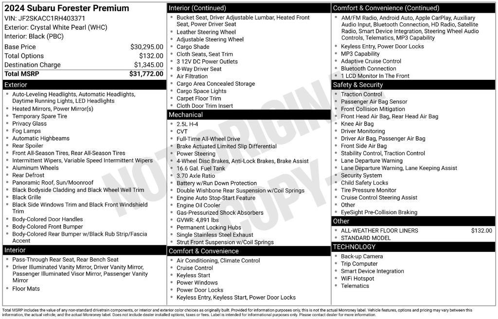 used 2024 Subaru Forester car, priced at $23,680