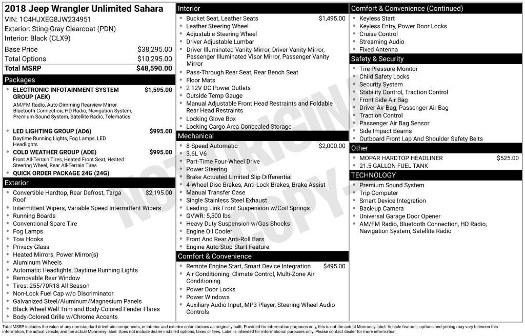 used 2018 Jeep Wrangler Unlimited car, priced at $22,680