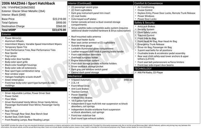 used 2006 Mazda Mazda6 car, priced at $5,977