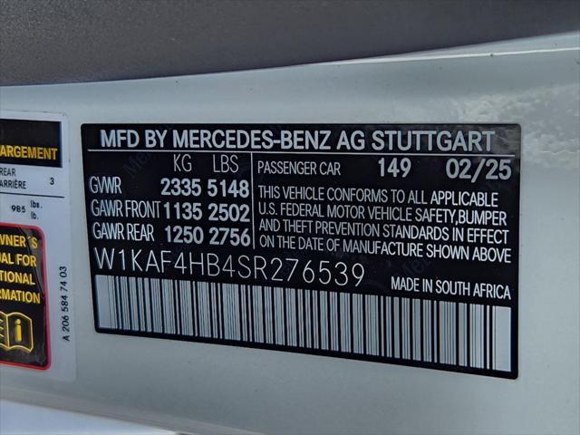 new 2025 Mercedes-Benz C-Class car, priced at $59,434