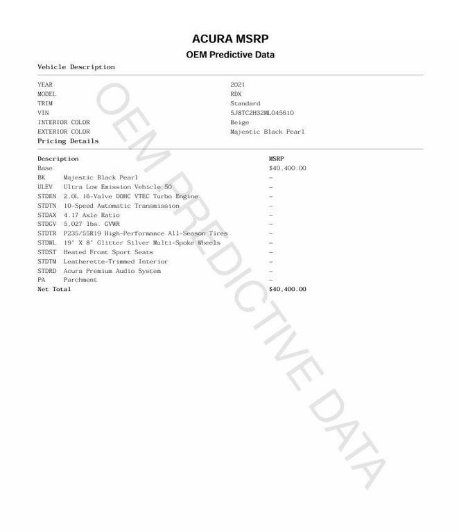 used 2021 Acura RDX car, priced at $25,900