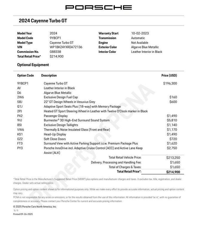 used 2024 Porsche Cayenne car, priced at $172,947