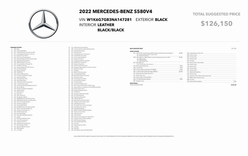 used 2022 Mercedes-Benz S-Class car, priced at $67,928