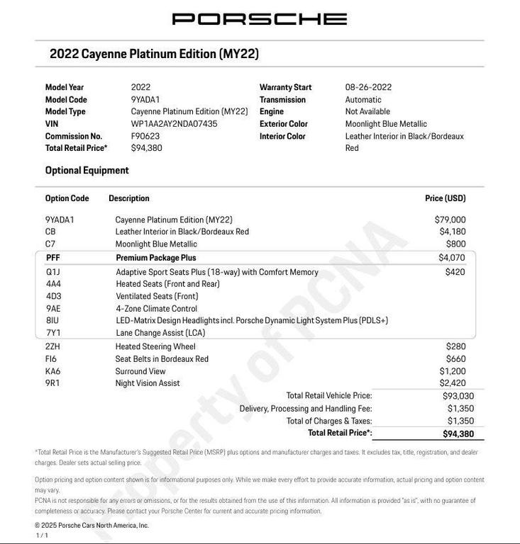 used 2022 Porsche Cayenne car, priced at $62,169