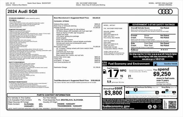 used 2024 Audi SQ8 car, priced at $106,900