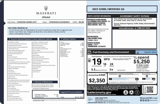 used 2022 Maserati Ghibli car, priced at $50,900