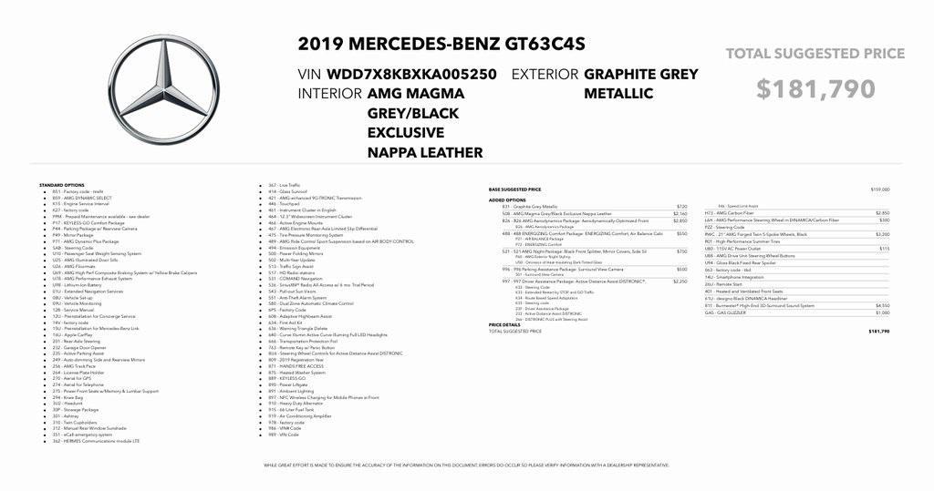 used 2019 Mercedes-Benz AMG GT 63 car