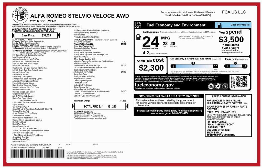 used 2023 Alfa Romeo Stelvio car, priced at $32,793