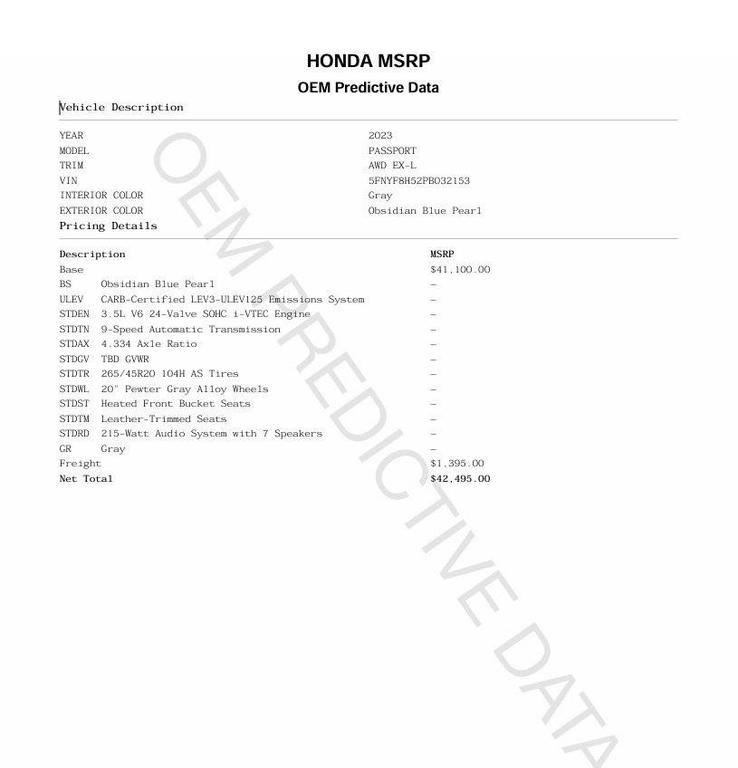 used 2023 Honda Passport car, priced at $35,888