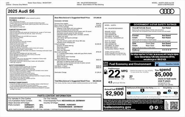 used 2025 Audi S6 car, priced at $86,900