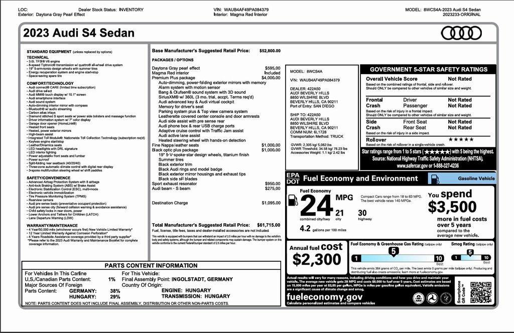 used 2023 Audi S4 car, priced at $49,990