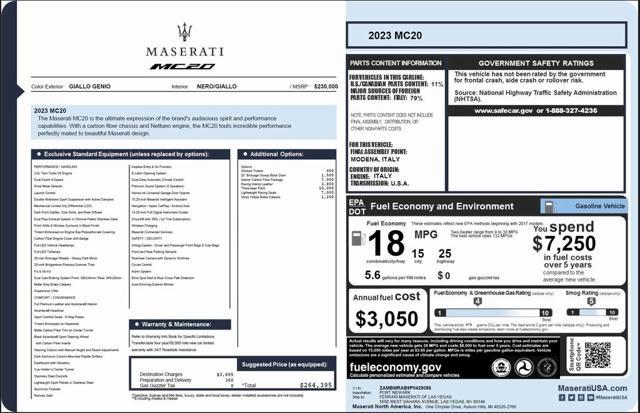 used 2023 Maserati MC20 car, priced at $195,900