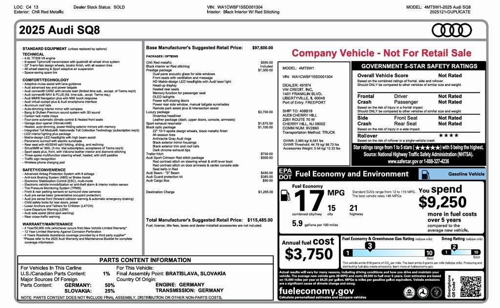 used 2025 Audi SQ8 car, priced at $98,900