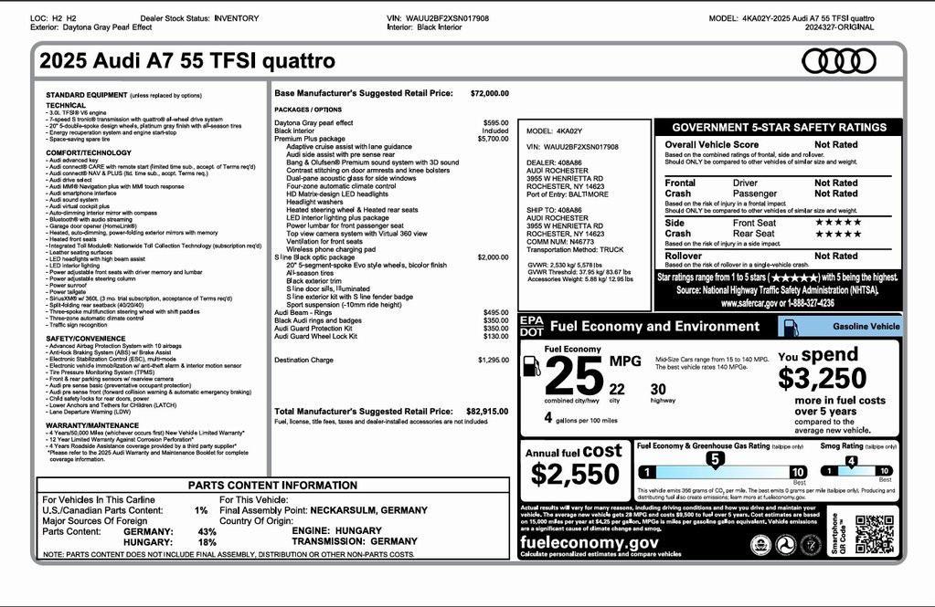 used 2025 Audi A7 car, priced at $69,888