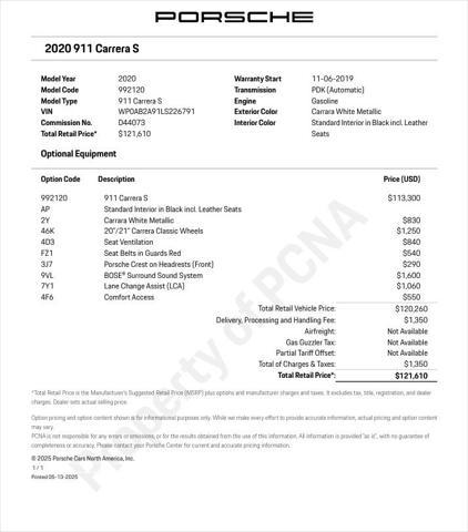 used 2020 Porsche 911 car, priced at $137,900