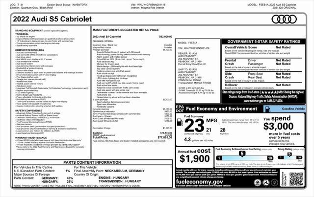 used 2022 Audi S5 car, priced at $55,900