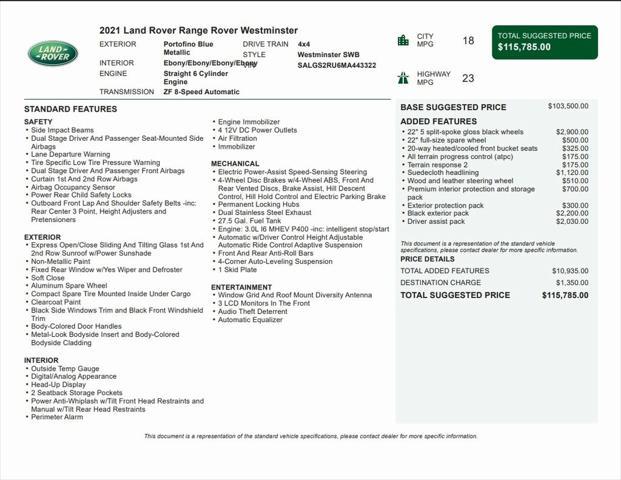 used 2021 Land Rover Range Rover car, priced at $48,900