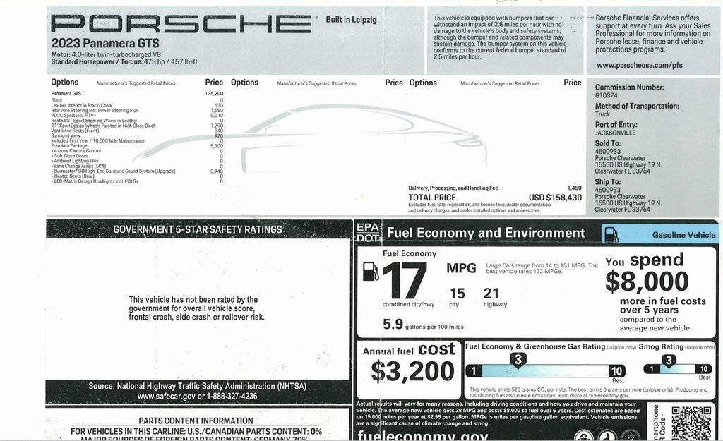 used 2023 Porsche Panamera car, priced at $111,900
