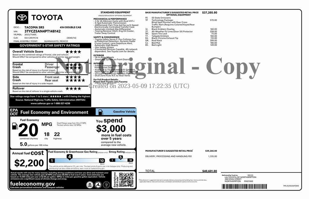 used 2023 Toyota Tacoma car, priced at $34,999