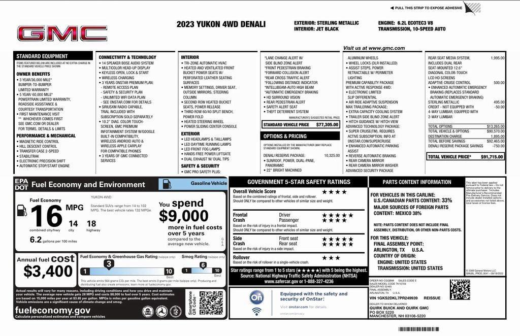 used 2023 GMC Yukon car, priced at $62,262