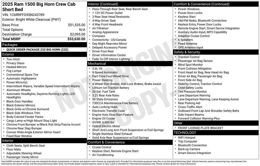 new 2025 Ram 1500 car, priced at $40,679