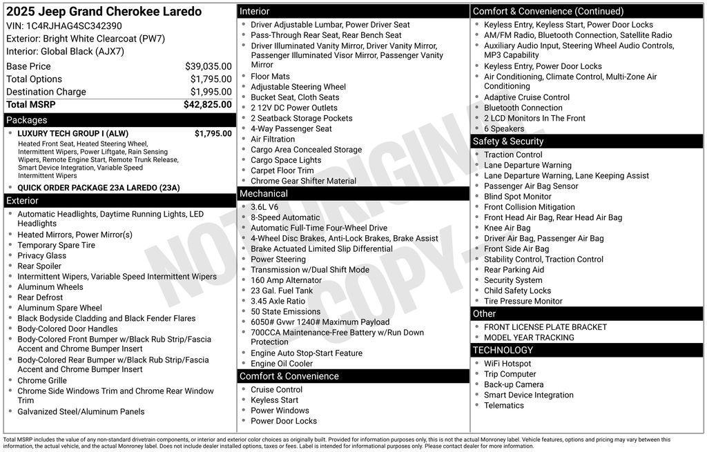 new 2025 Jeep Grand Cherokee car, priced at $37,750