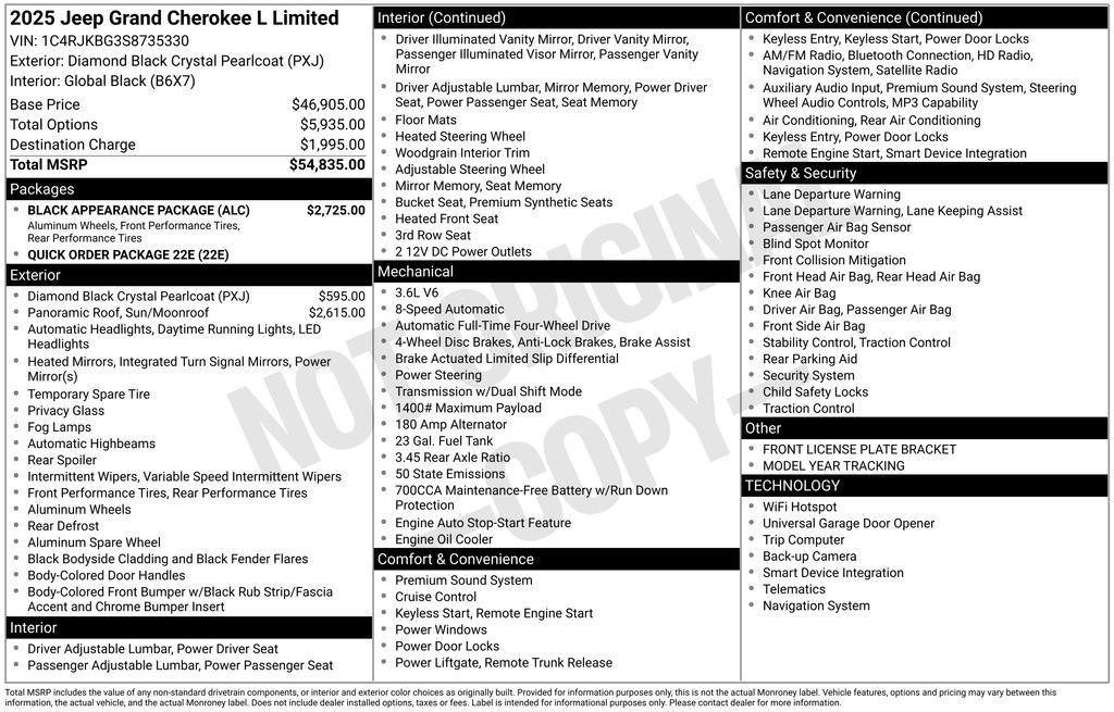 new 2025 Jeep Grand Cherokee L car, priced at $45,497