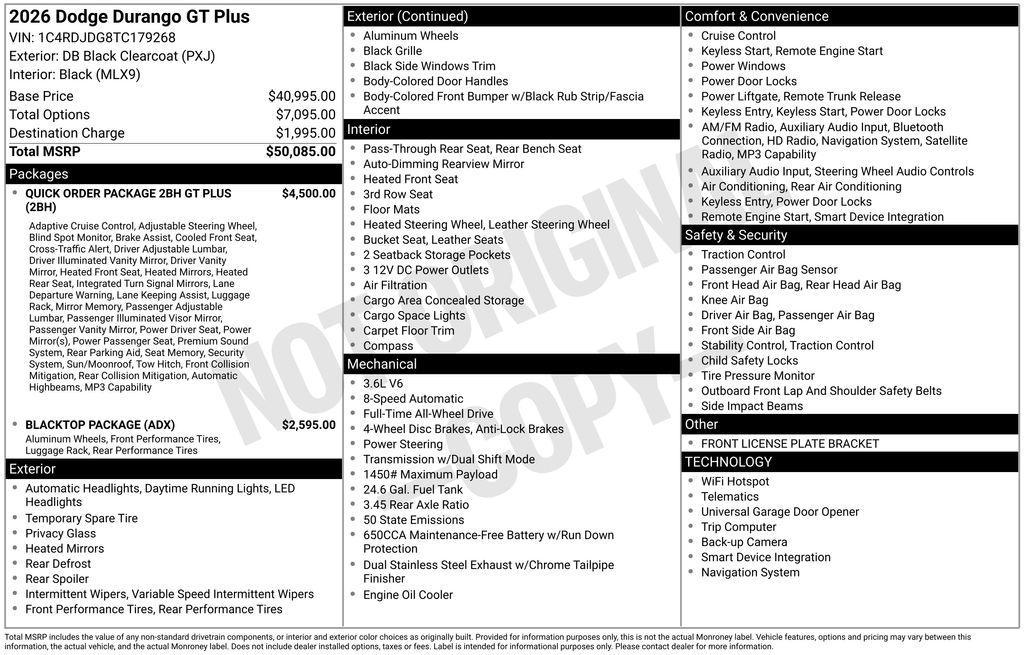 new 2026 Dodge Durango car, priced at $46,497