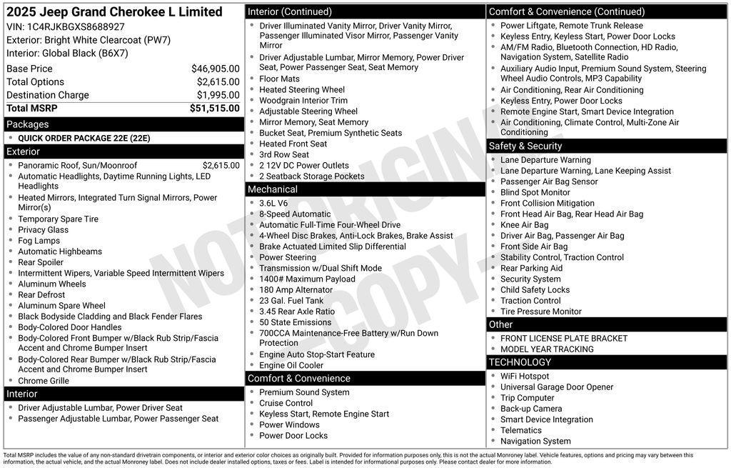 new 2025 Jeep Grand Cherokee L car, priced at $42,608
