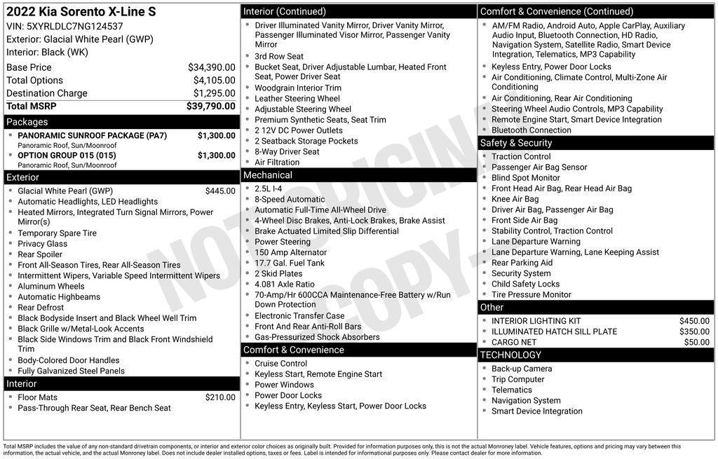 used 2022 Kia Sorento car, priced at $24,500