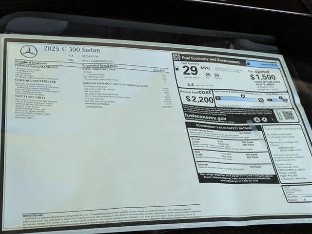 new 2025 Mercedes-Benz C-Class car, priced at $54,105