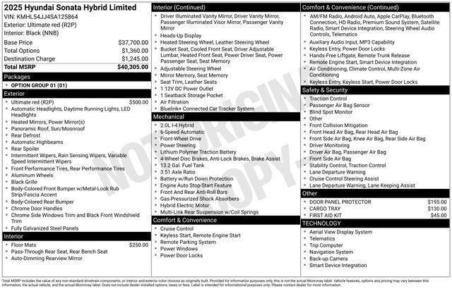 new 2025 Hyundai Sonata Hybrid car, priced at $35,183