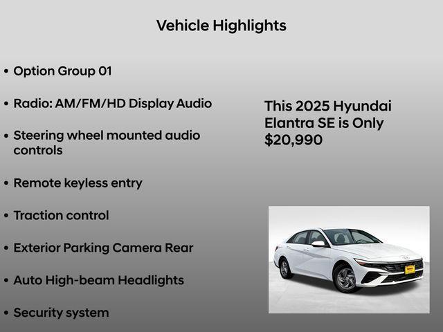 new 2025 Hyundai Elantra car, priced at $20,990