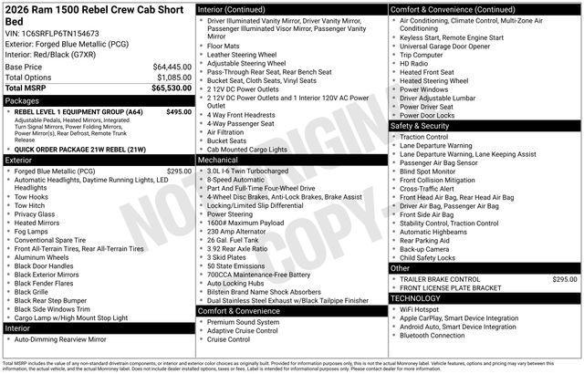 new 2026 Ram 1500 car, priced at $58,471