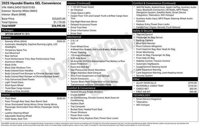 new 2025 Hyundai Elantra car, priced at $26,340