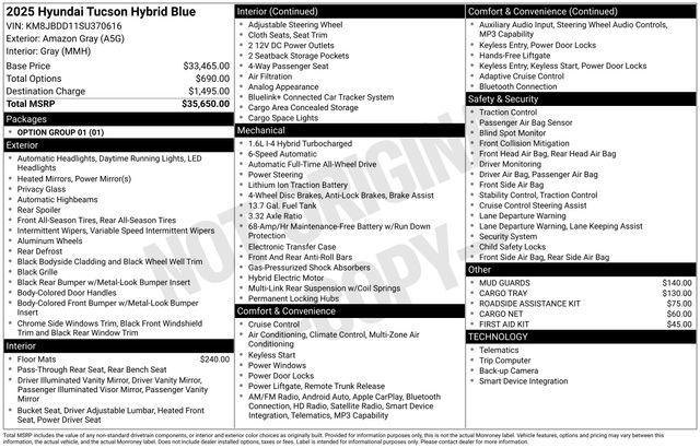 new 2025 Hyundai TUCSON Hybrid car, priced at $28,400